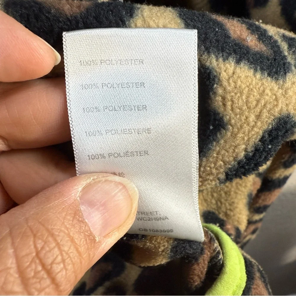 Urban Outfitters Leopard Print polar Fleece Pullover with Neon Accents SZ:L